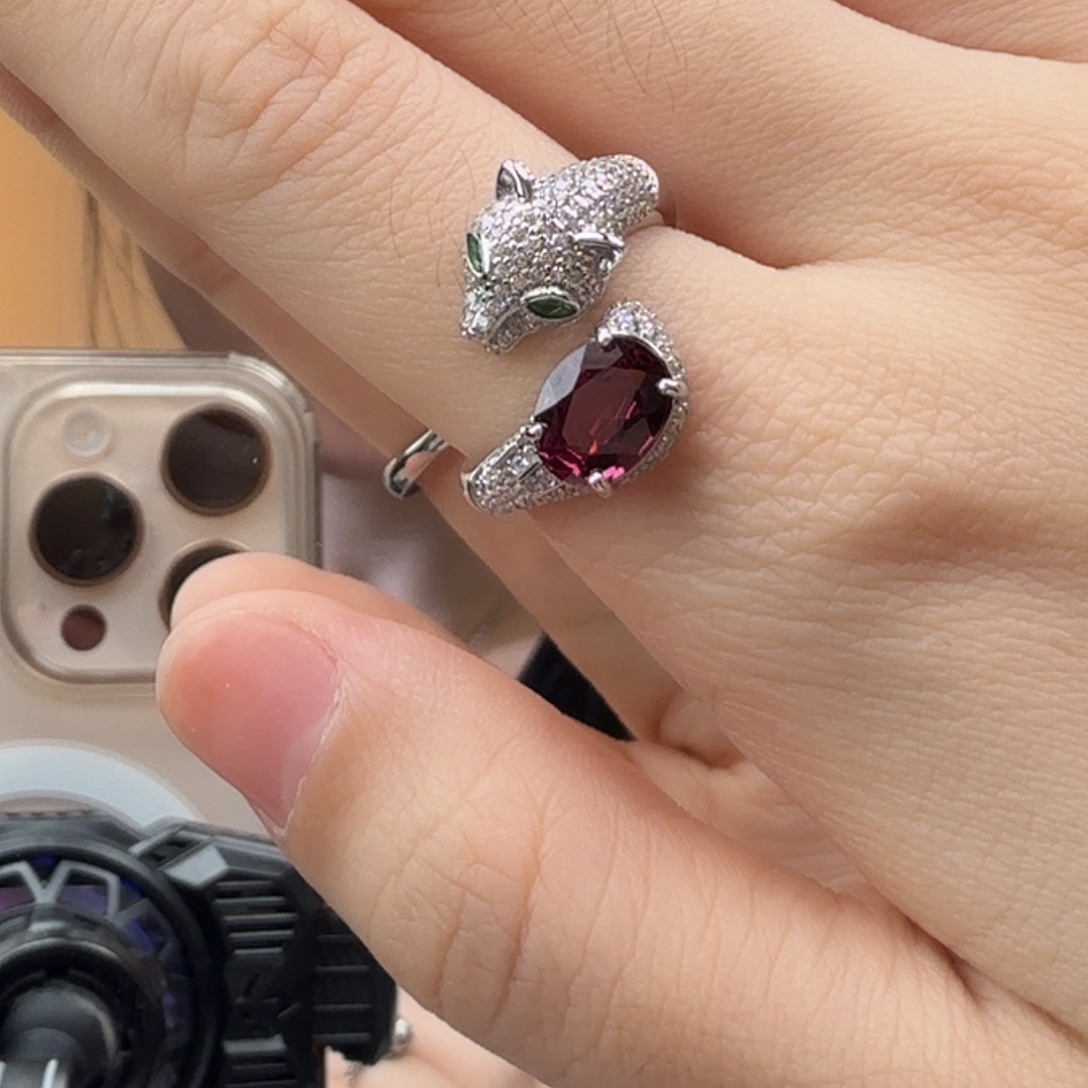 石榴石戒指银S925镶嵌