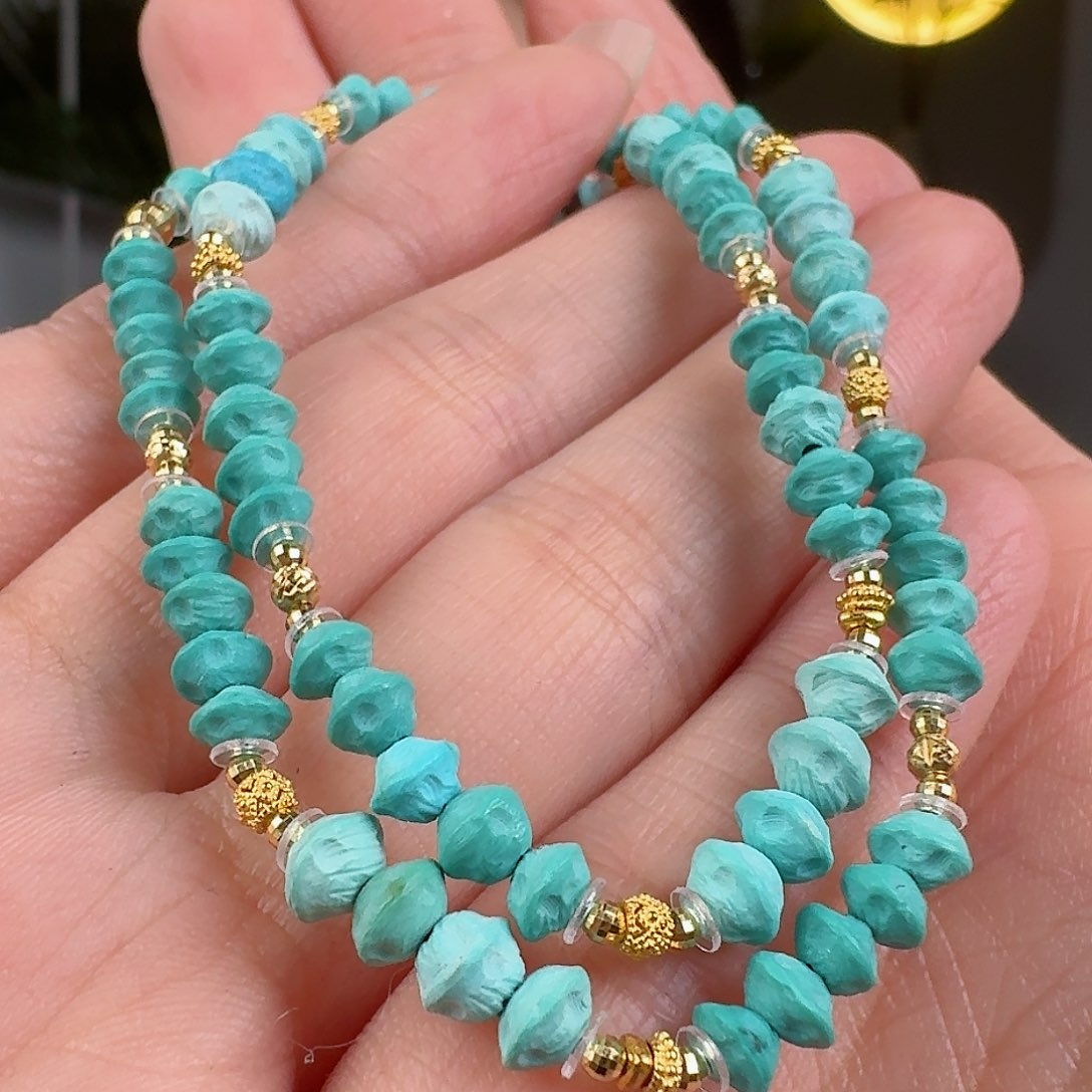 绿松石珠宝奇石18K金镶嵌