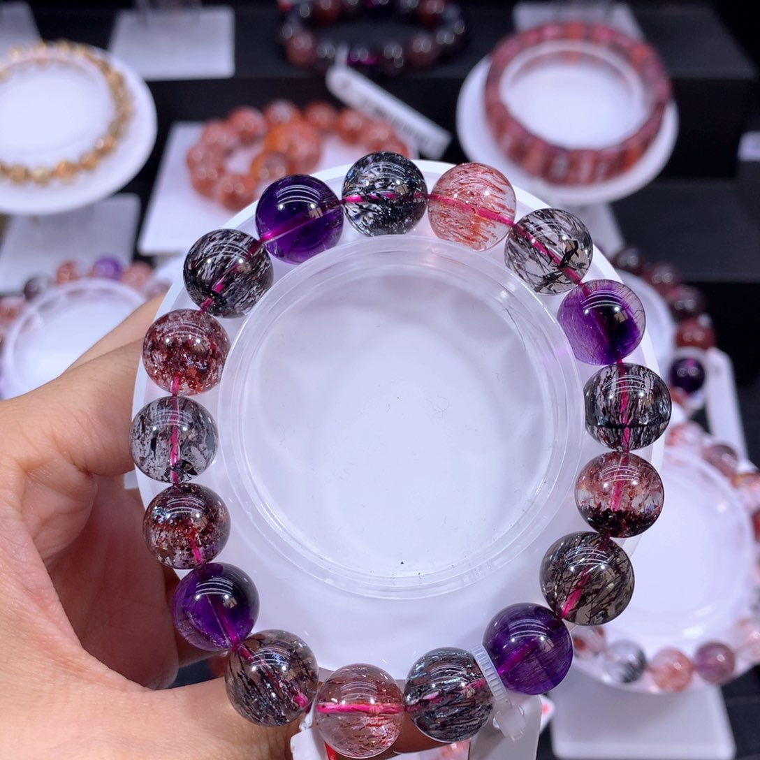 水晶手串未镶嵌卷****?超七毒液黑加仑12.6mm