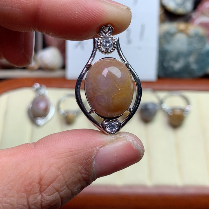 硅化珊瑚（珊瑚玉）颈饰未镶嵌