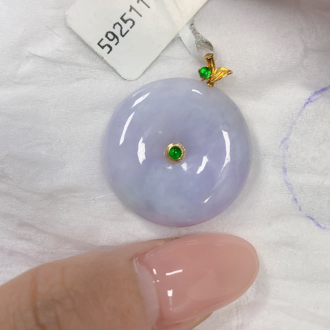 翡翠18K金镶嵌颈饰天然翡翠a货 百元以上9米证书费自理