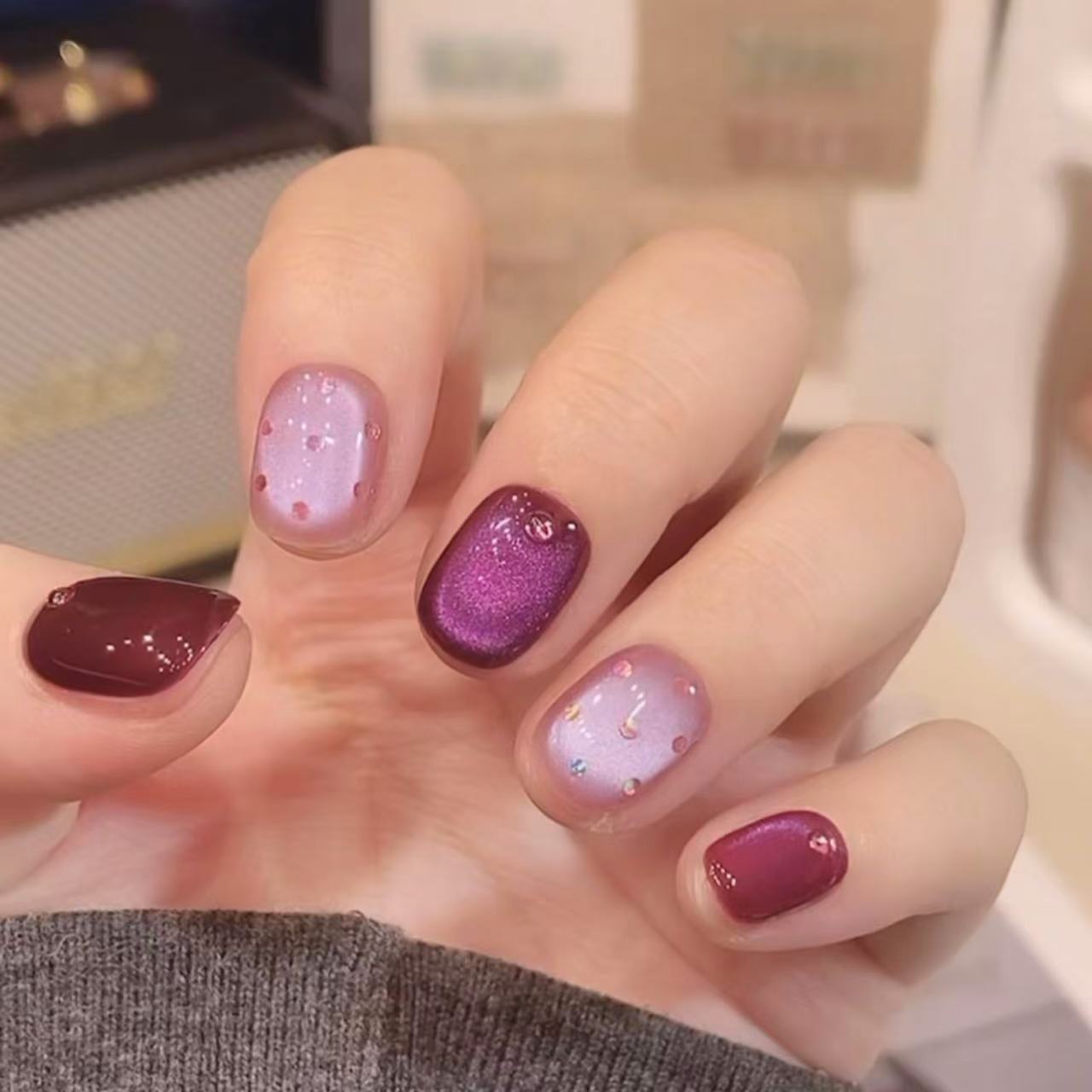 【仲夏夜】梦幻紫色 25年新色 显白 仲夏夜 玻璃珠 穿戴美甲 奶油