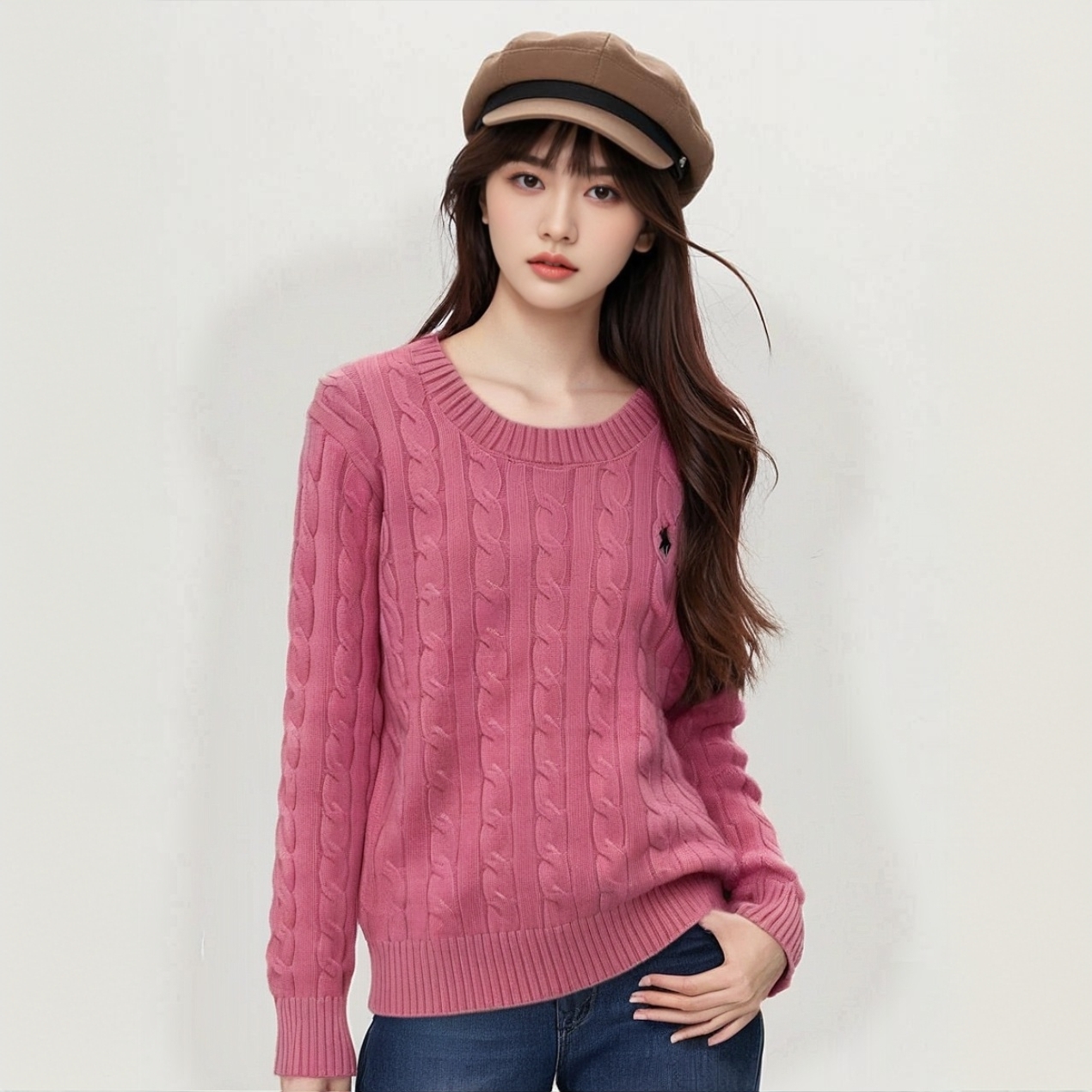 80棉15羊绒秋冬女款针织女装套头毛衣