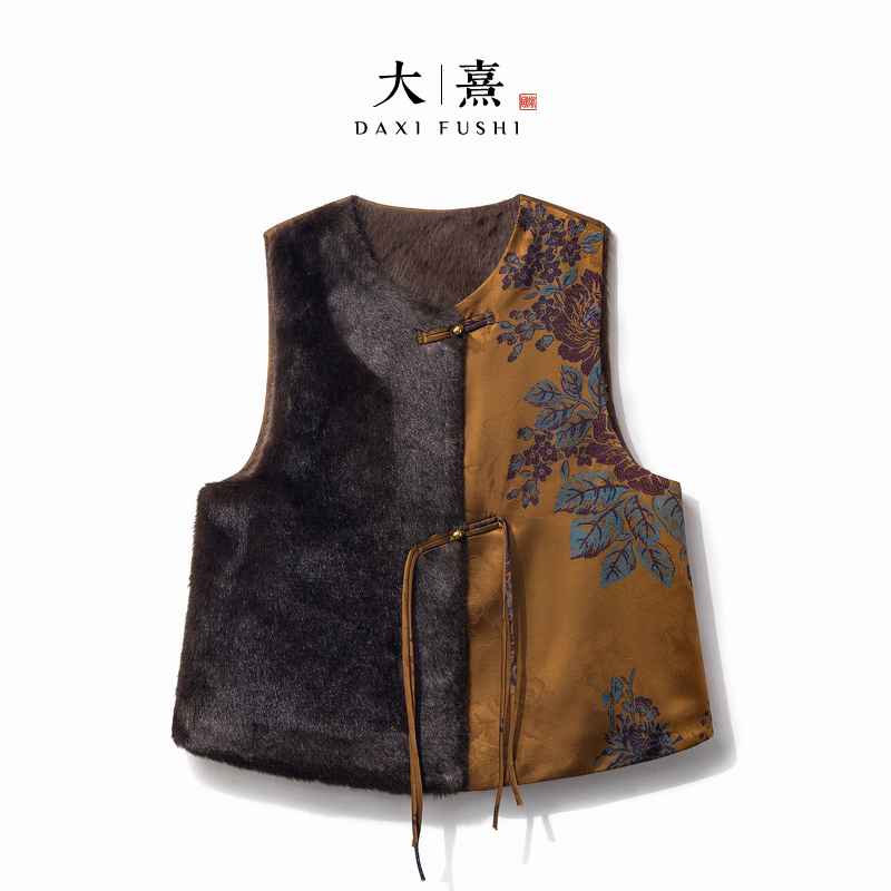 【枝雀】冬季2025新款上衣马甲新中式宽松国风气质显瘦厚款马夹女款