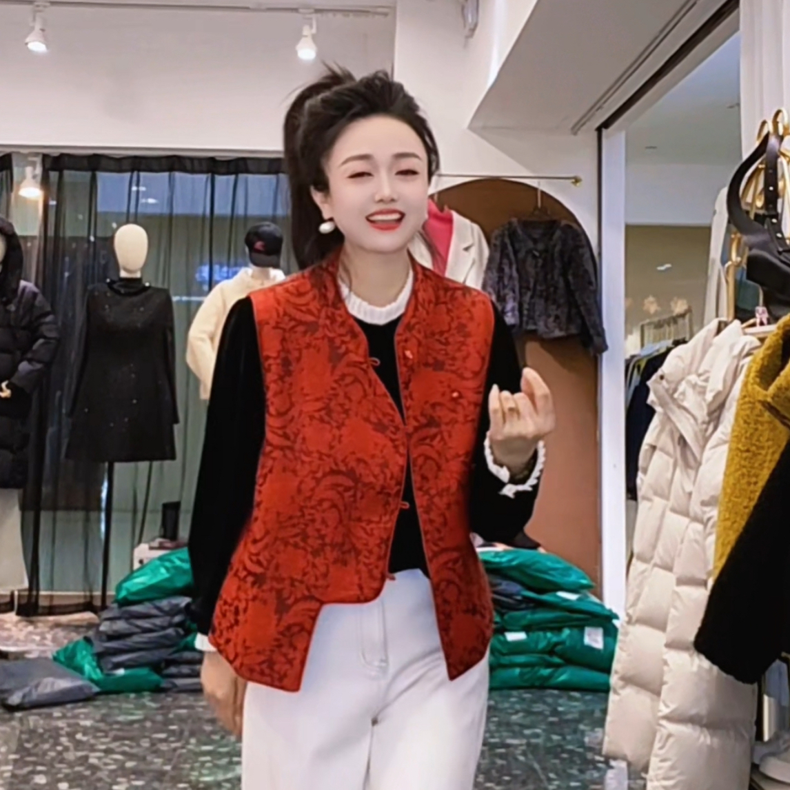 简约新中式提花盘扣马甲《自然风》