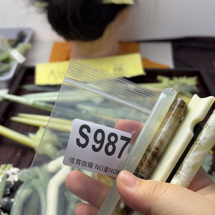 蛇纹石玉发饰合金冷***夜