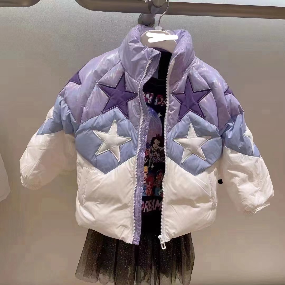 980【T0396】童装&时尚五角星拼色羽绒服F2ACM4144保暖冬季加厚潮流