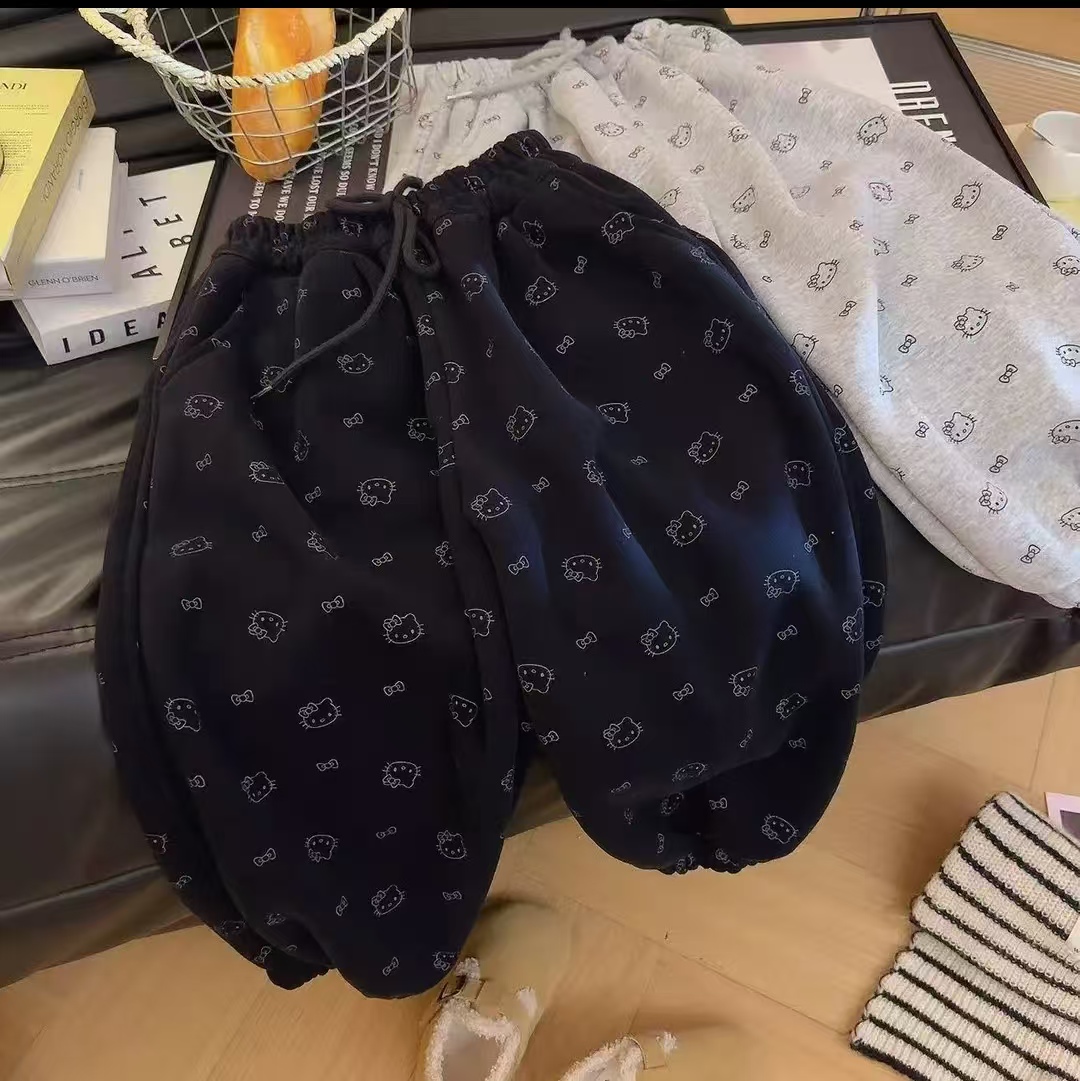 （加绒）韩版春秋冬季男女通用休闲裤棉裤男童女童加绒