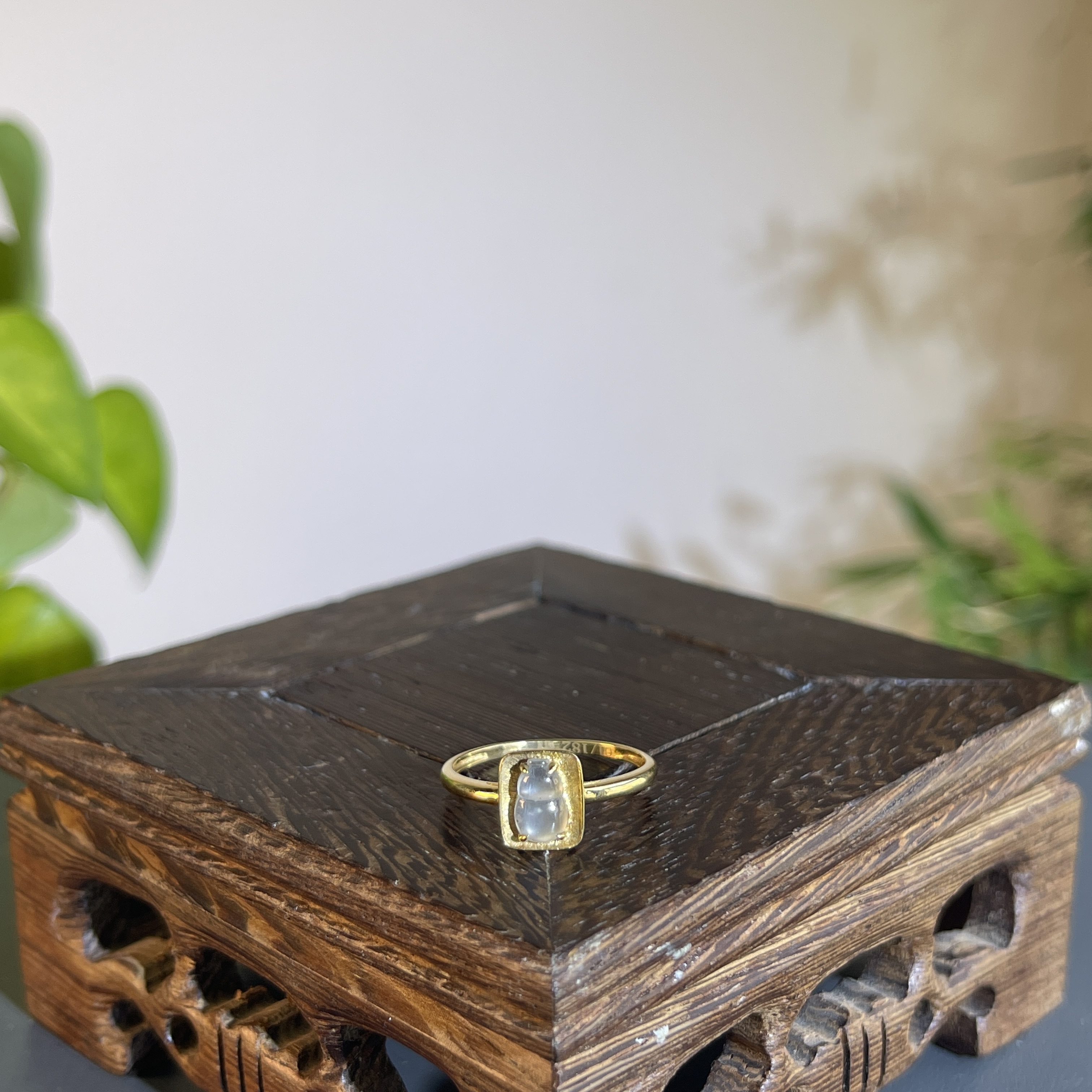 JTW15-83天然缅甸A货翡翠 18K镶嵌葫芦戒指14#