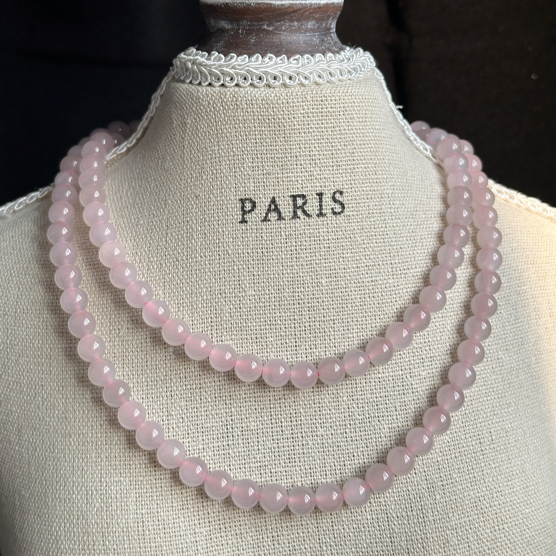 天然无优化和田玉项链 和田玉冰藕粉项链卡八多圈手链