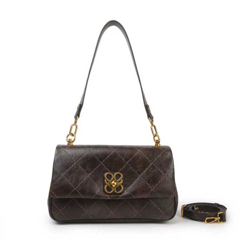 【C&R】时尚单肩斜挎菱格包BF-66679-咖啡色30x10x19cm