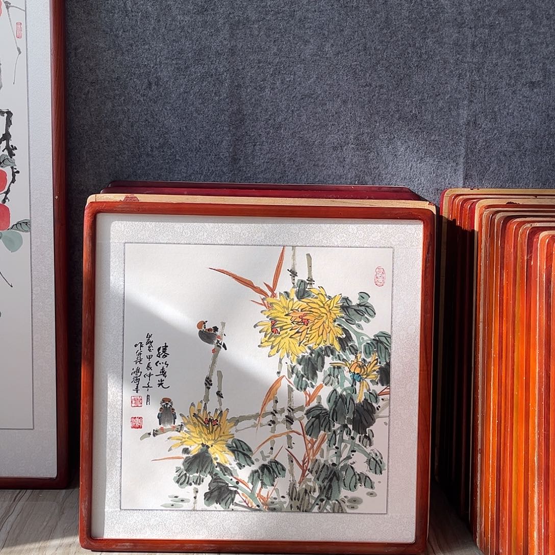 国画书画作品带框63×63