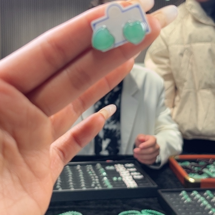 石英石纯铜耳钉925银