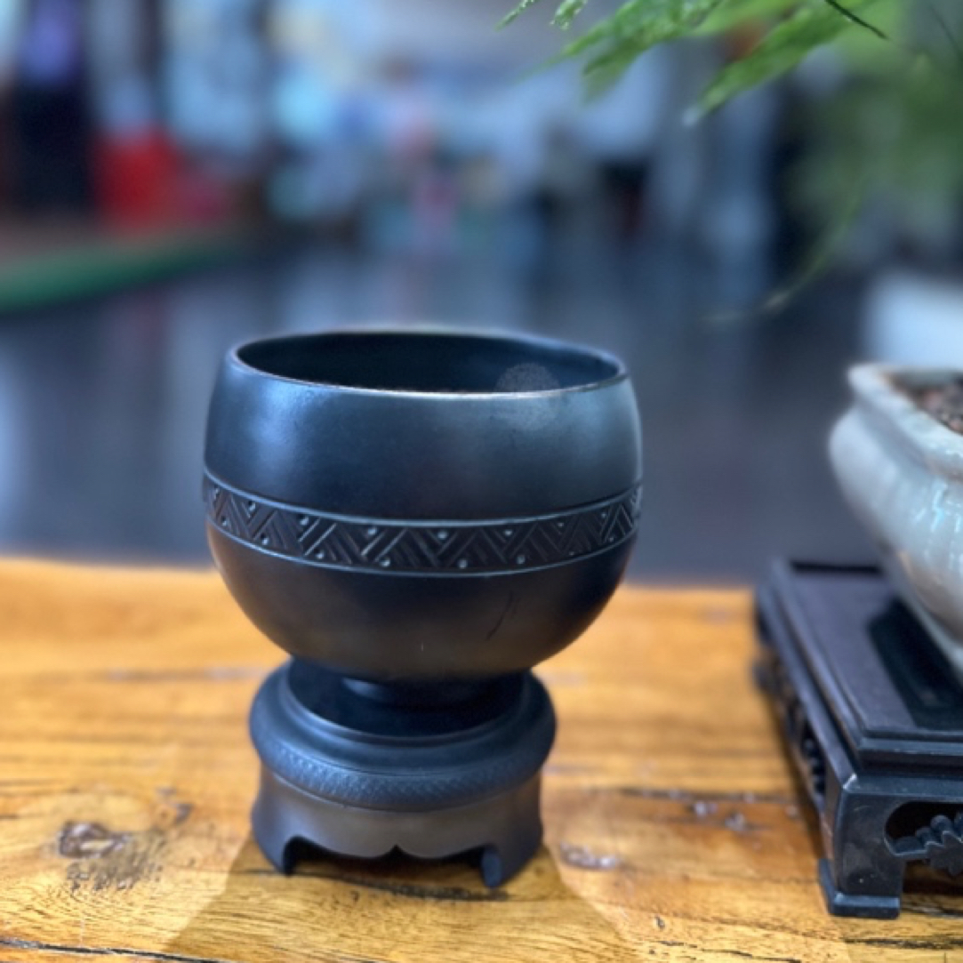 神农黑陶小口杯养生主人杯（品茗杯）茶杯茶具黑色