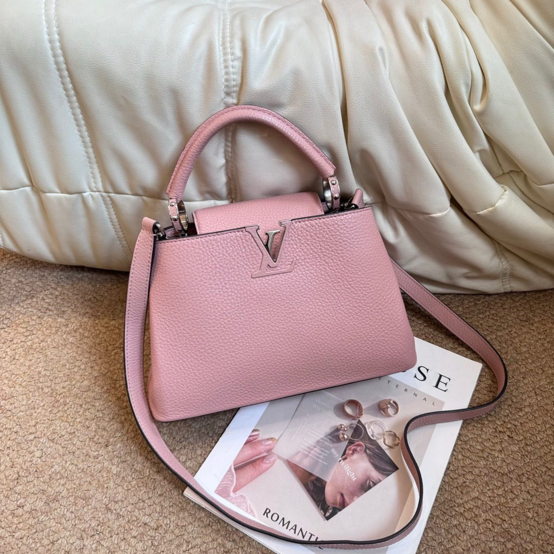 95新 LouisVuitton/路易威登 粉色牛皮 capucines BB/619440744