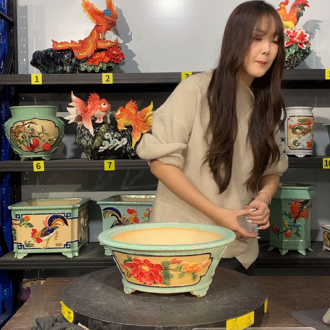 石***行高温烧制石湾盆花盆