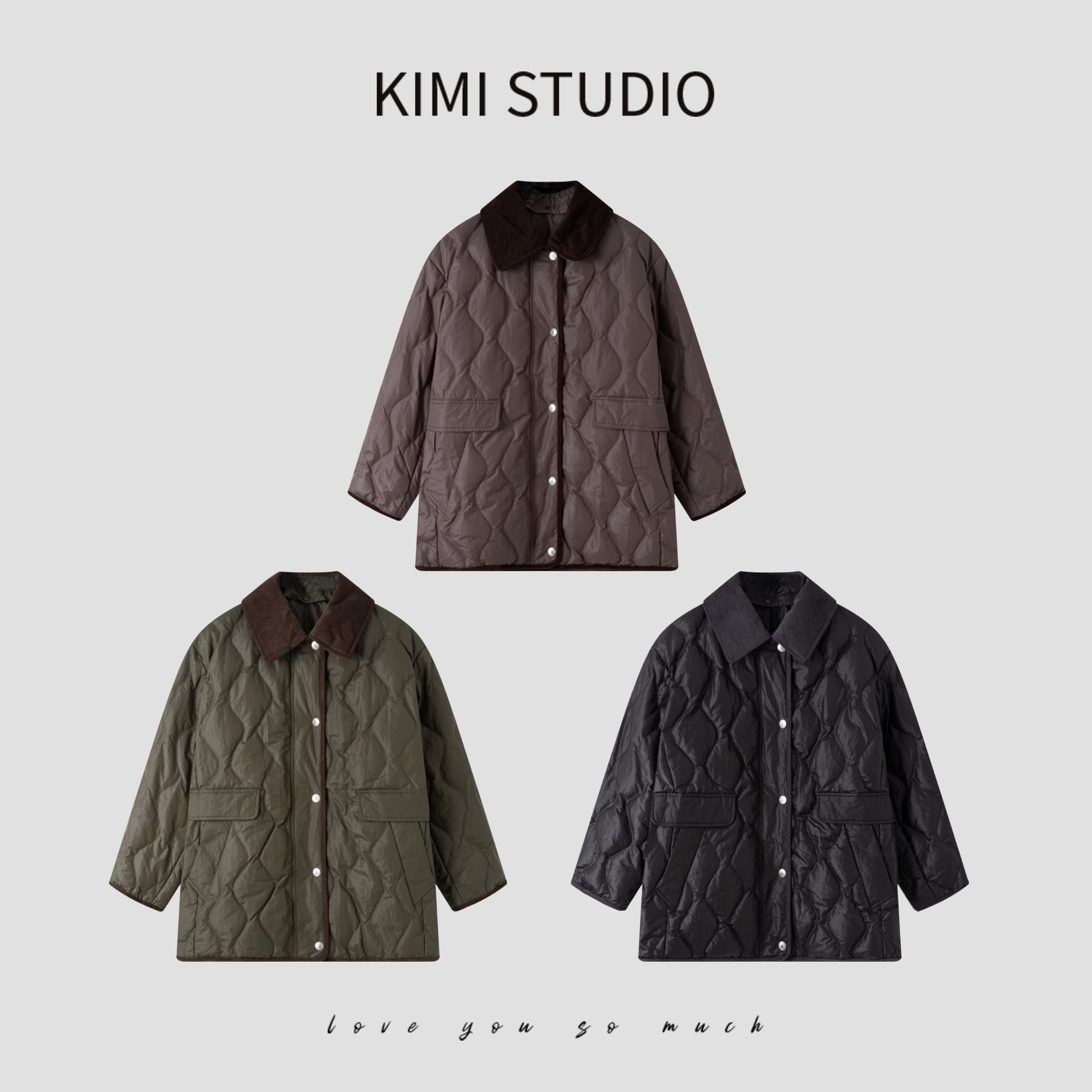 AW25837  dewl涂层可拆卸领中长款菱格鹅绒服