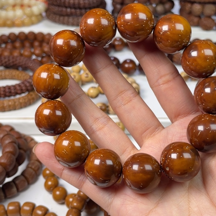 紫金鼠手串19尺寸练手瑕疵款（黄斑反油棕线）