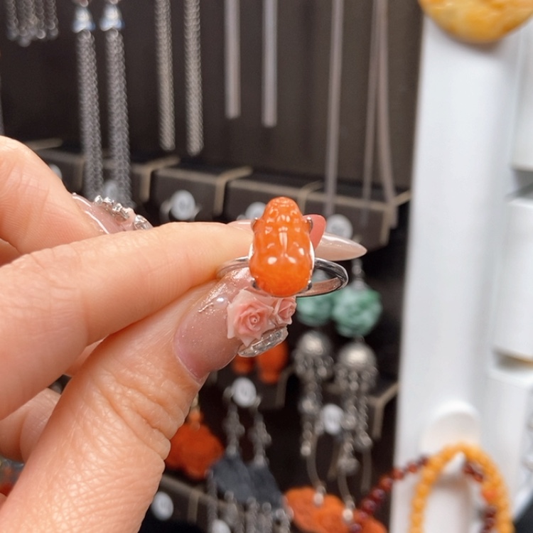 【闪购商品】翡翠耳饰银S925镶嵌戒指