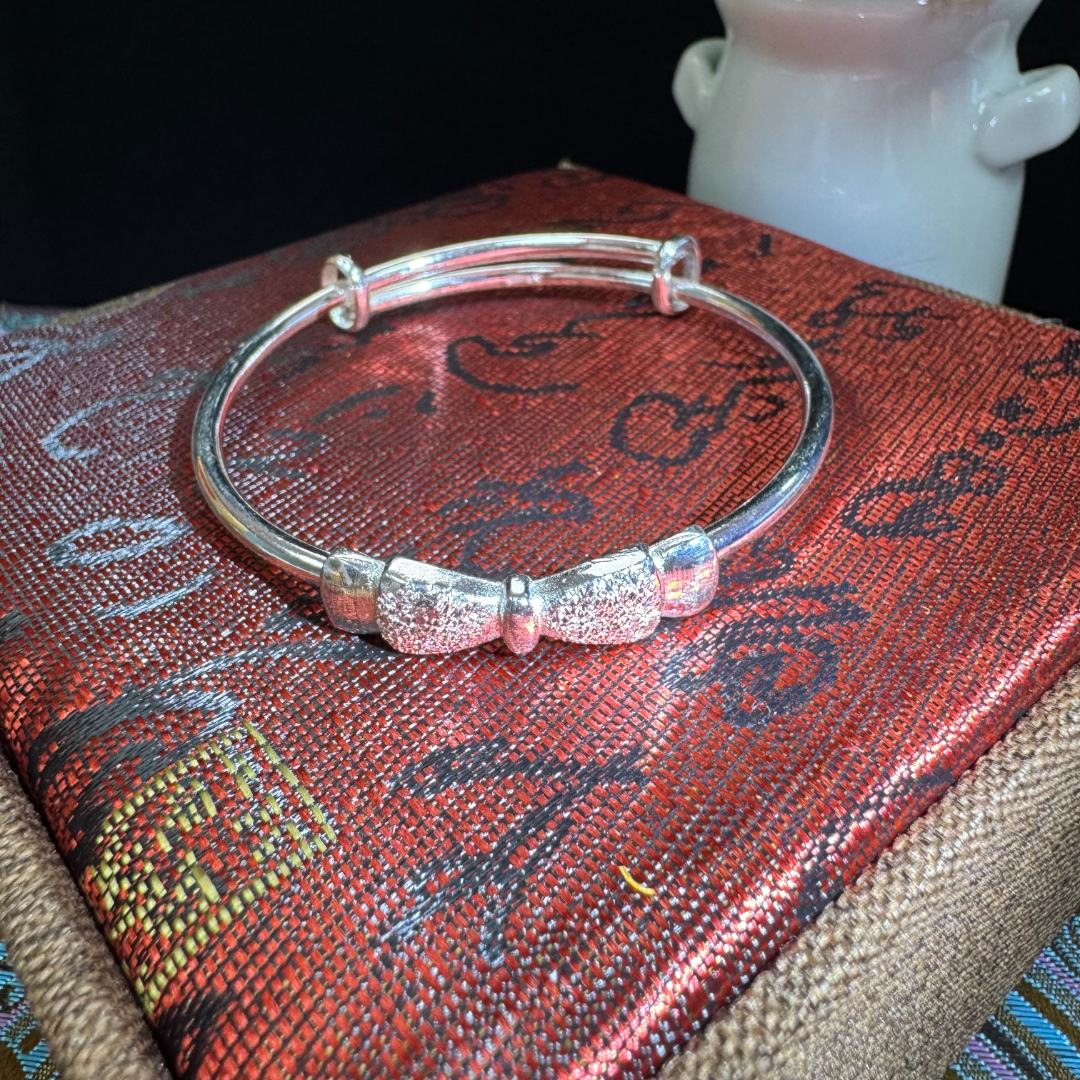 【T】足银手镯 蝴蝶结推拉手镯 SZ0032