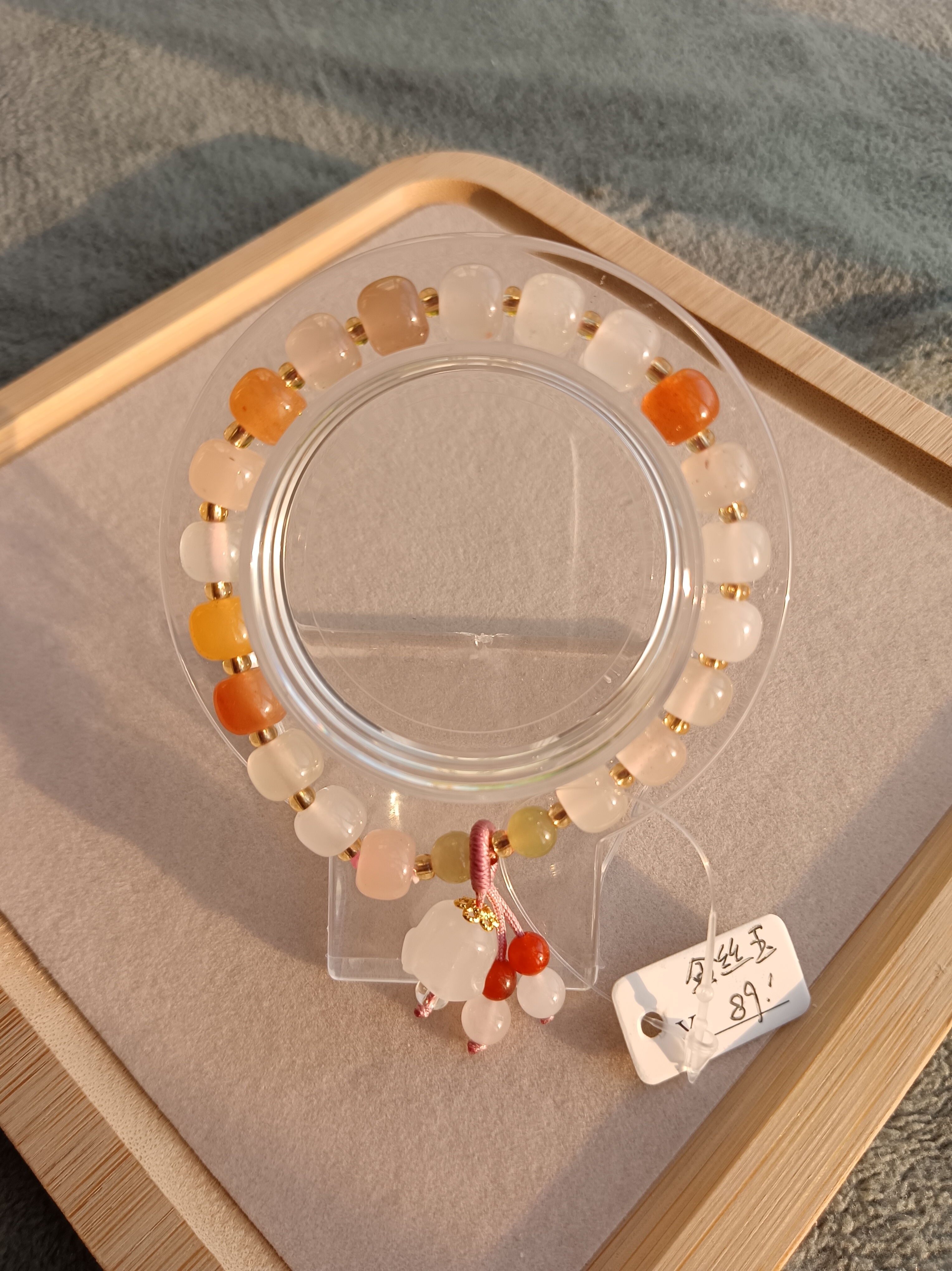 金丝玉老型珠手串小众可爱