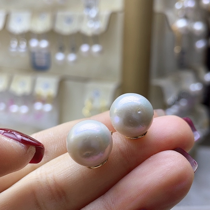 淡水珍珠耳饰银S925镶嵌