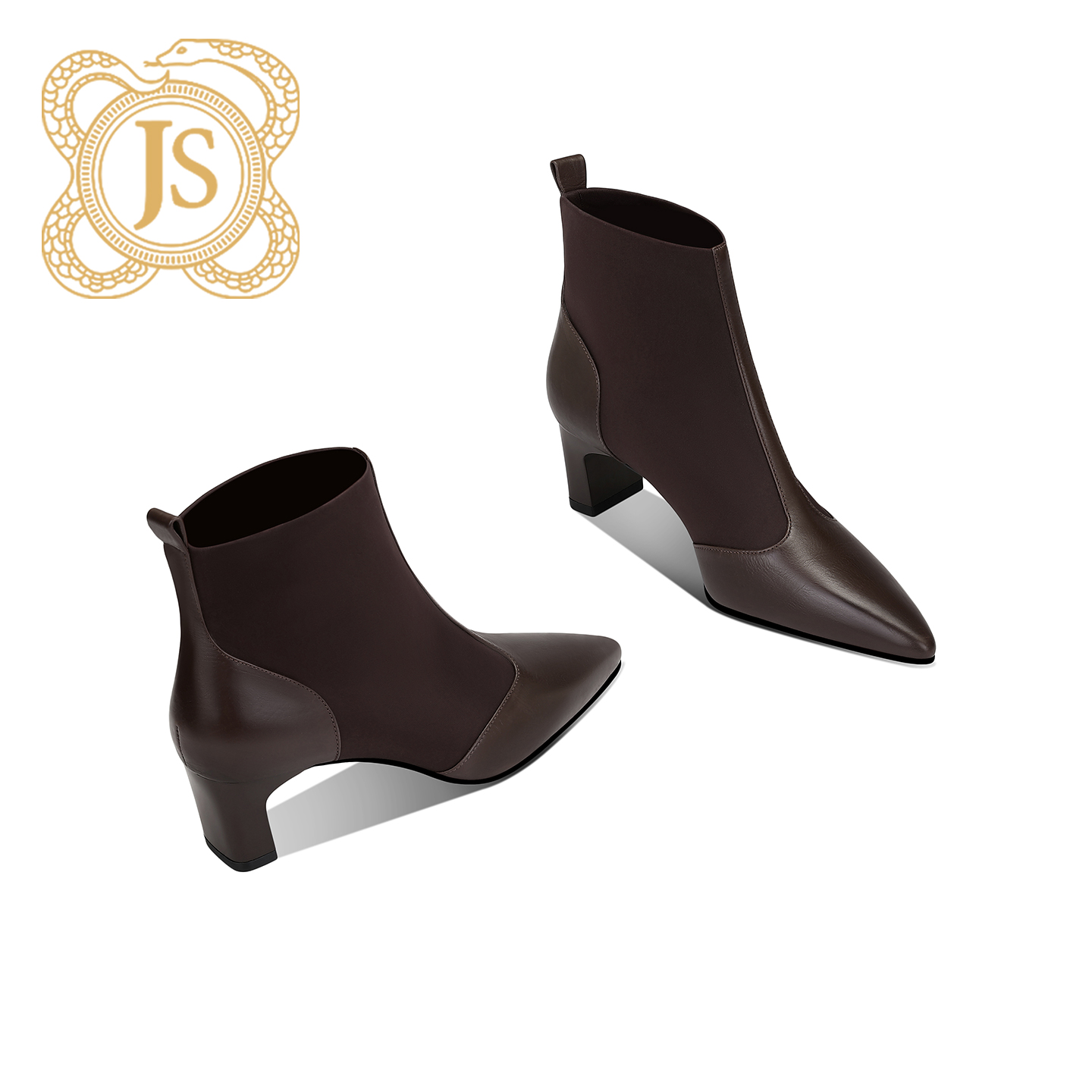 已开价，8932X85217时尚欧美尖头粗跟弹力靴