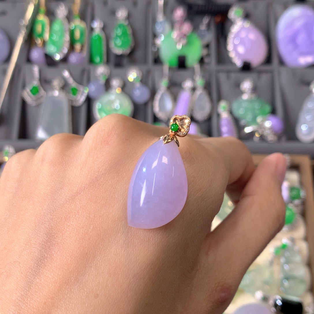 翡翠18K金镶嵌吊坠(不含链)