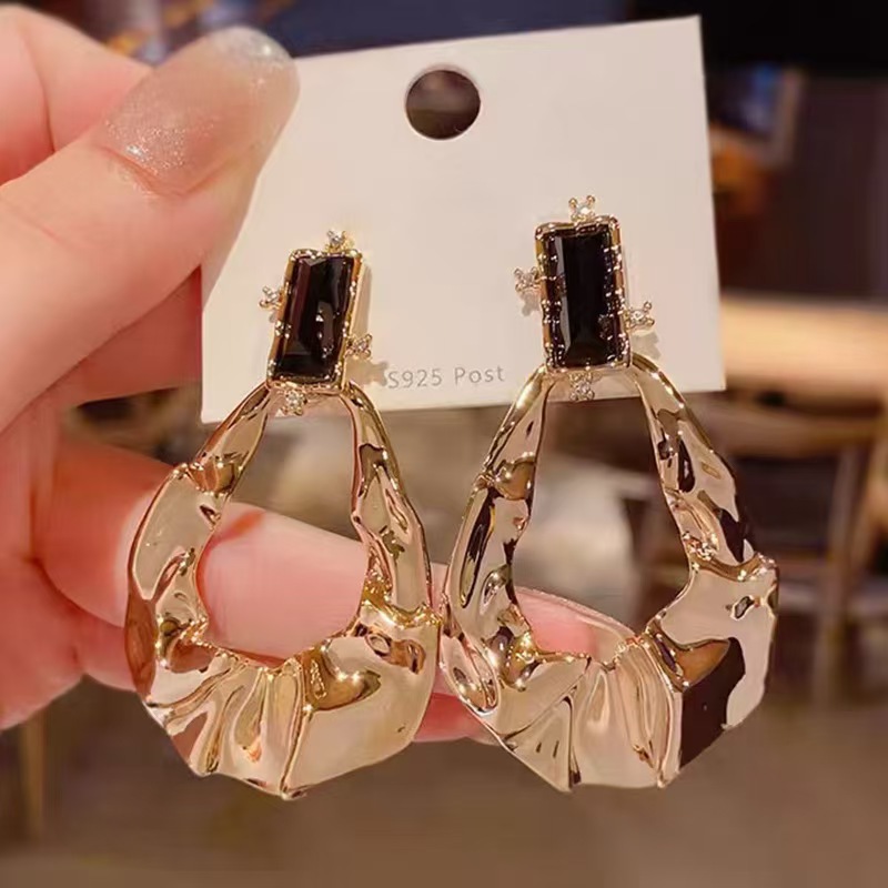 铜合金耳饰 韩式不规则耳环冷淡风个性耳钉镶钻耳饰品几何时尚57