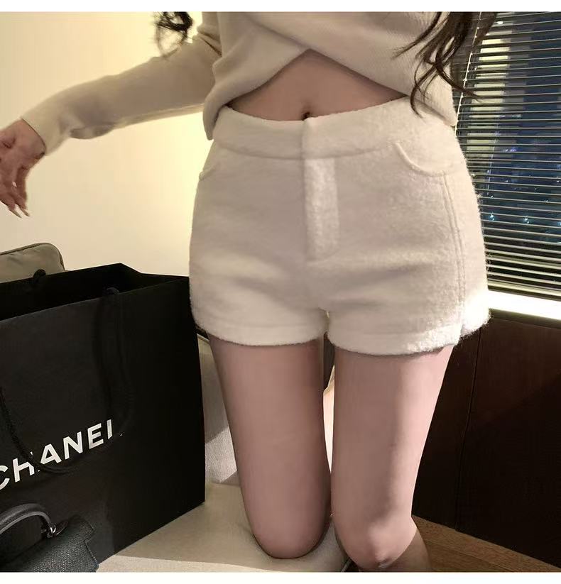 圈圈毛呢高腰短女秋冬 基础百搭显瘦a字打底休闲发箍