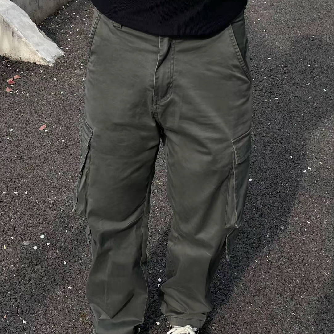 WRZA美式工装裤 春夏水洗做旧直筒磨毛街头弹力长裤休闲裤男男生