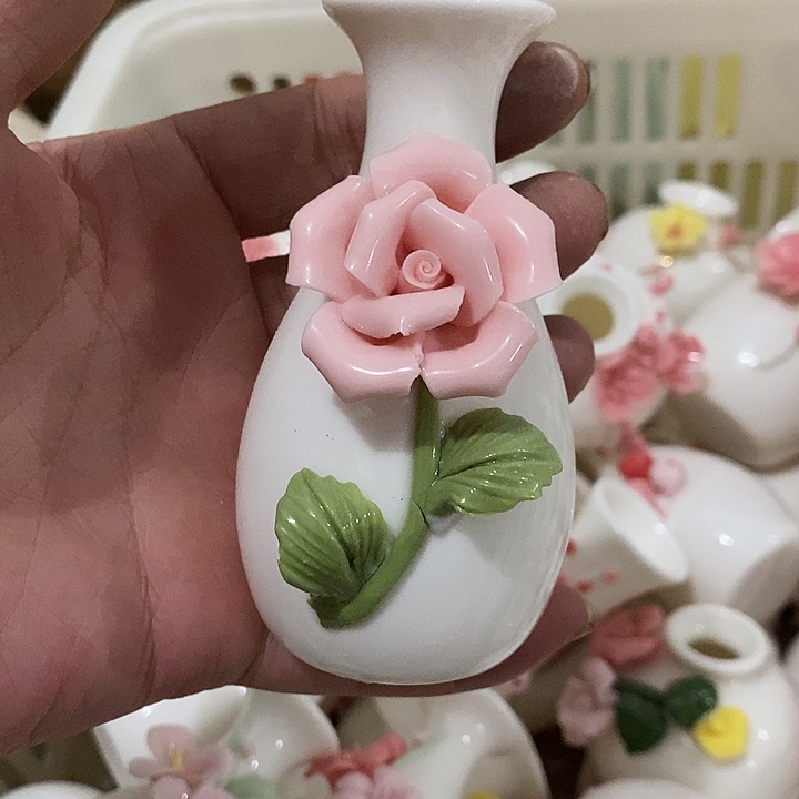 瓷片纯手工陶瓷花摆件瑕