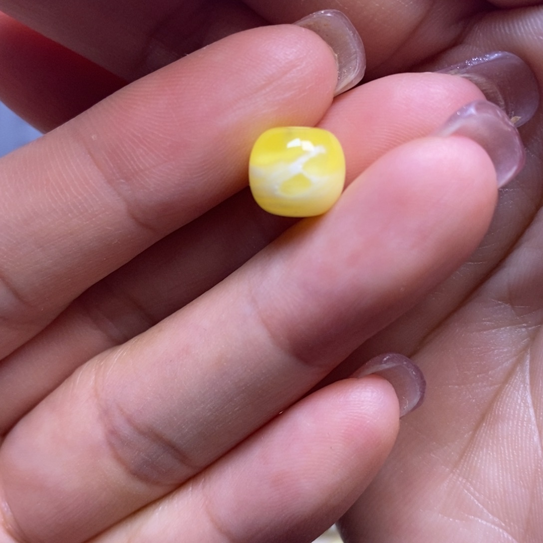 蜜蜡未镶嵌珠宝奇石瓷白橘金溶洞妖花老型9.3*8.3mm