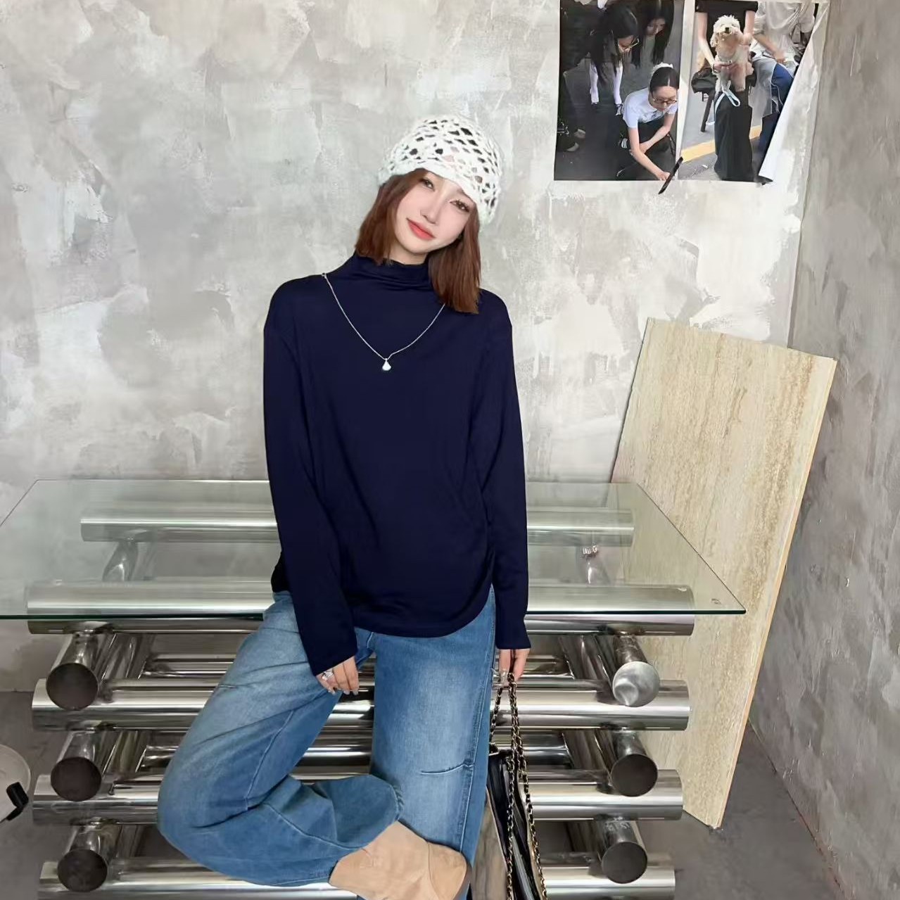 971款优可丝面料拉毛加绒秋冬百搭打底衫常规修身型女款