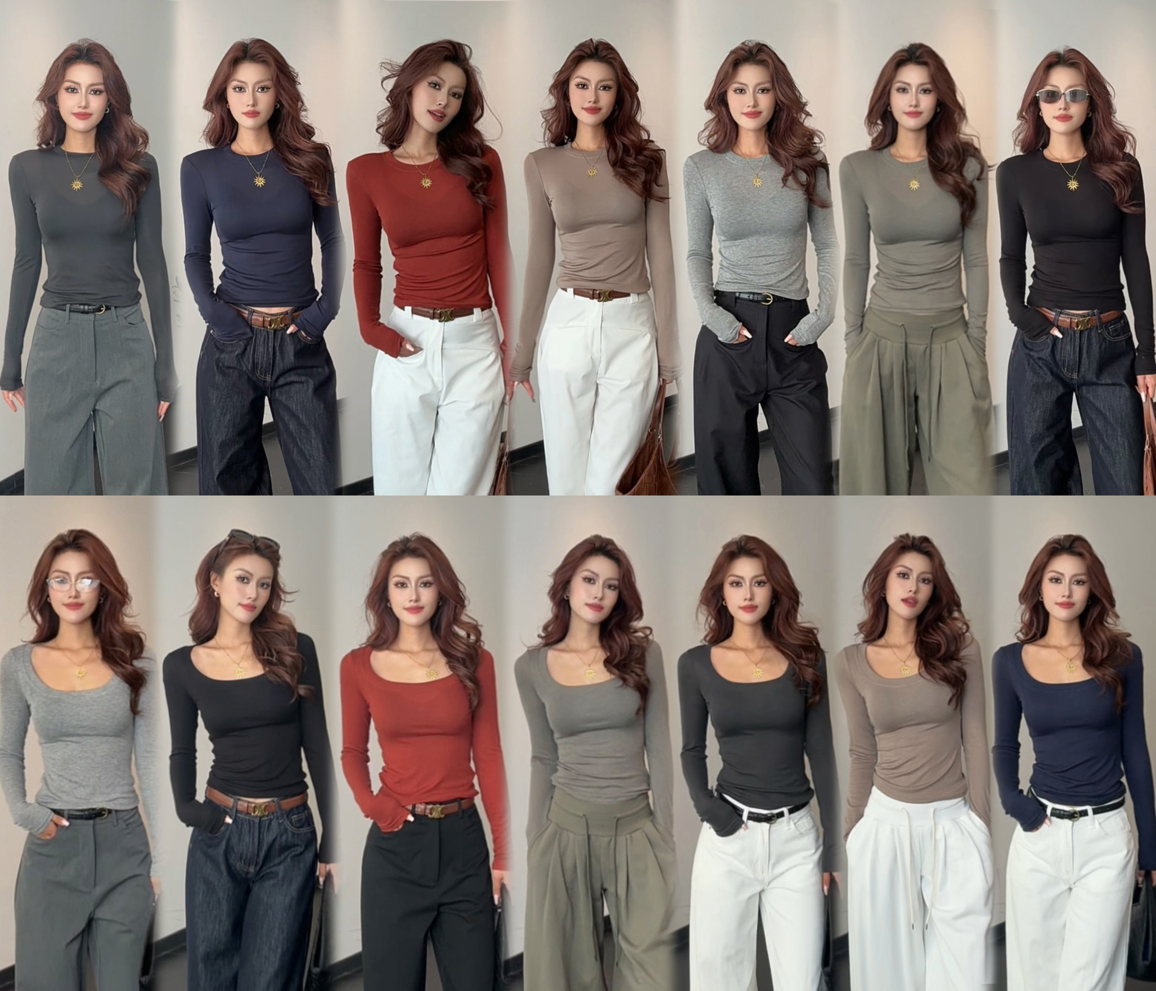 【Aliu自制】天丝羊毛神仙大U领长袖T超显瘦薄感内搭秋季新款