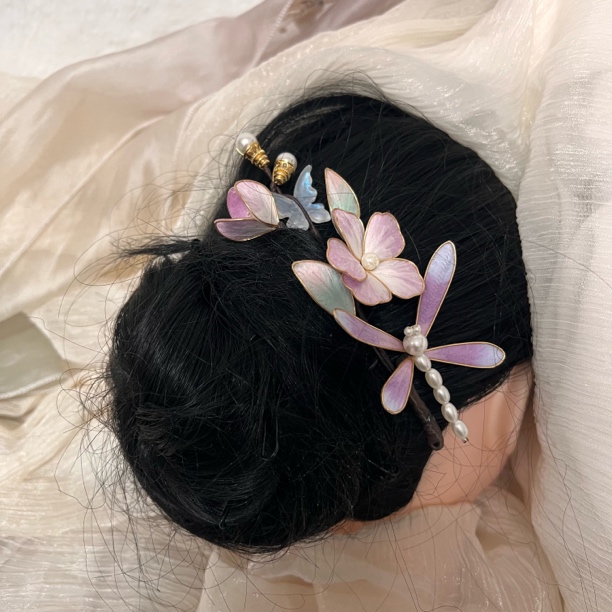 春亦归古风发饰绒花发簪 手工制作默认微瑕