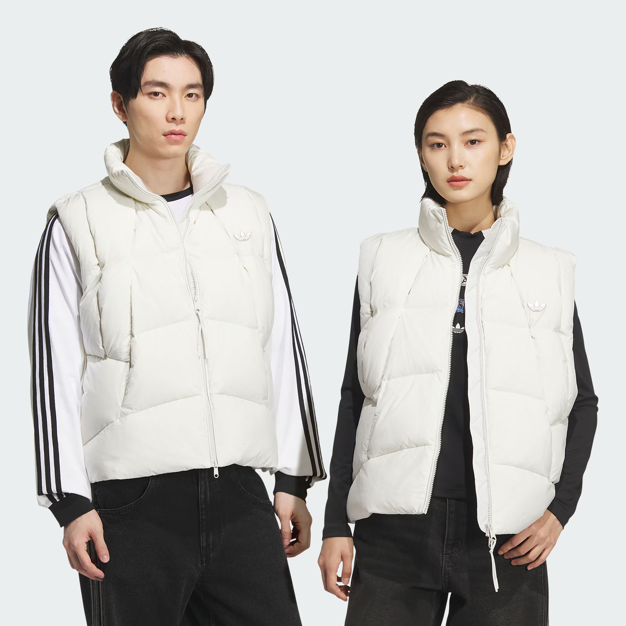 Adidas阿迪达斯三叶草男女保暖运动休闲鸭绒羽绒背心马甲KV3987