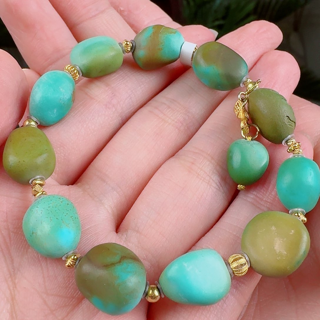 绿松石珠宝奇石18K金镶嵌