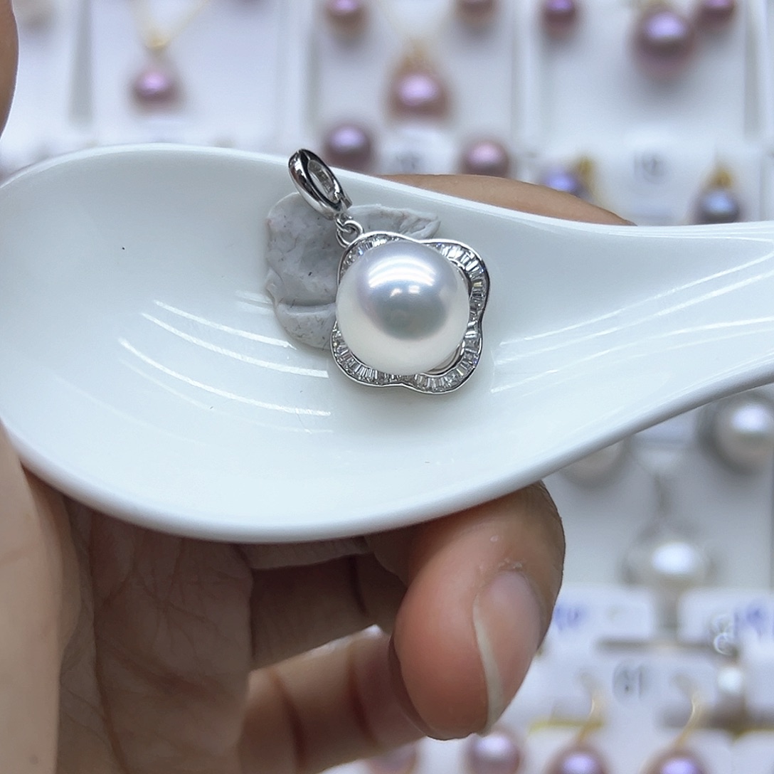 淡水珍珠耳饰银S925镶嵌漫**吊坠