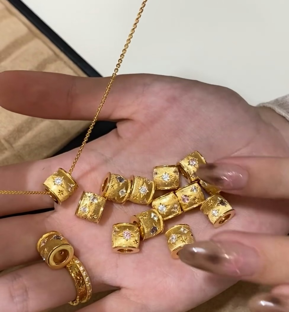 坠链均足银 足银990拉丝赚金桶项链气质轻奢时尚百搭小众简约