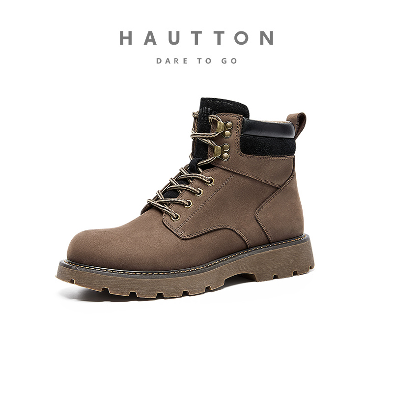 皓顿马丁靴男秋季新款真皮高帮鞋厚底休闲鞋男鞋靴子934XZ5742