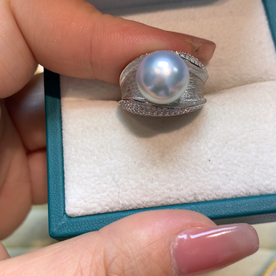 海水珍珠戒指银S925镶嵌