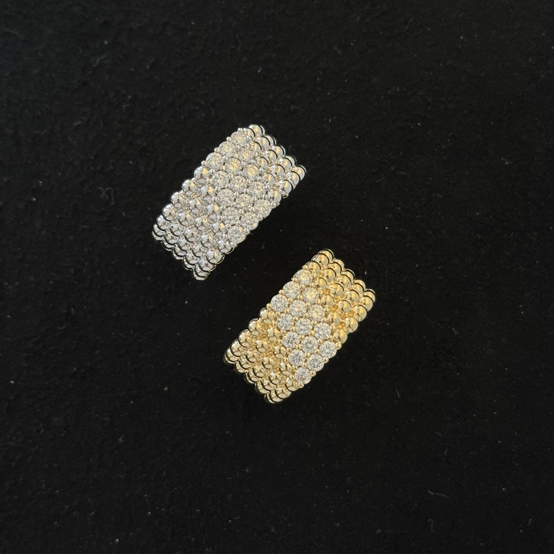 18K金五排珠珠戒指（多样性发其一）CZ (定制品质48小时鉴赏期)