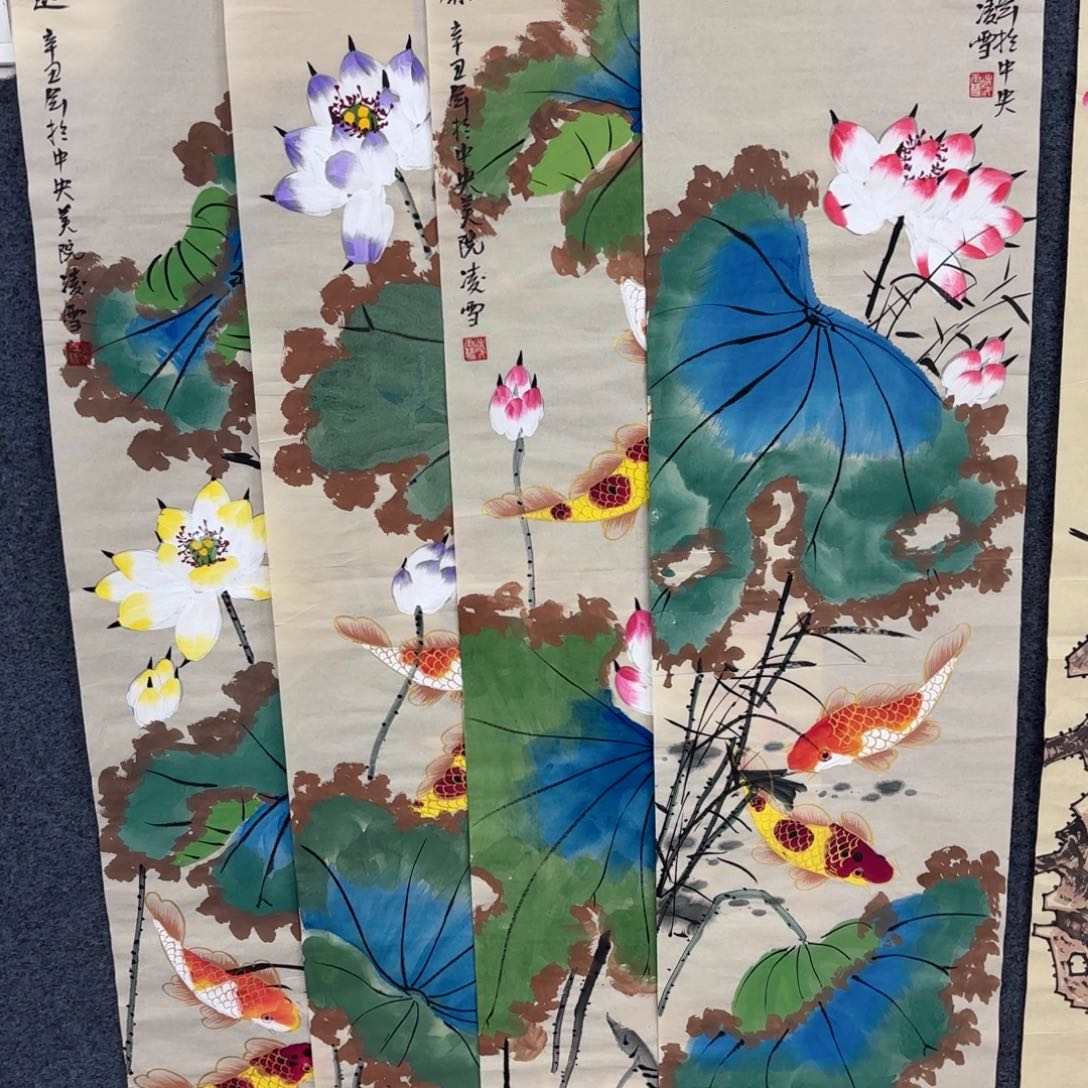国画35/140四尺对开手绘 