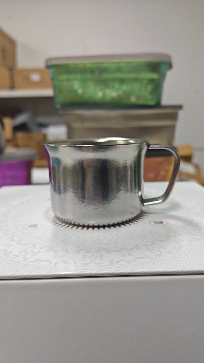 《瑕疵花开富贵80ml把手主人杯》双层纯钛隔热防烫户外真空主人杯