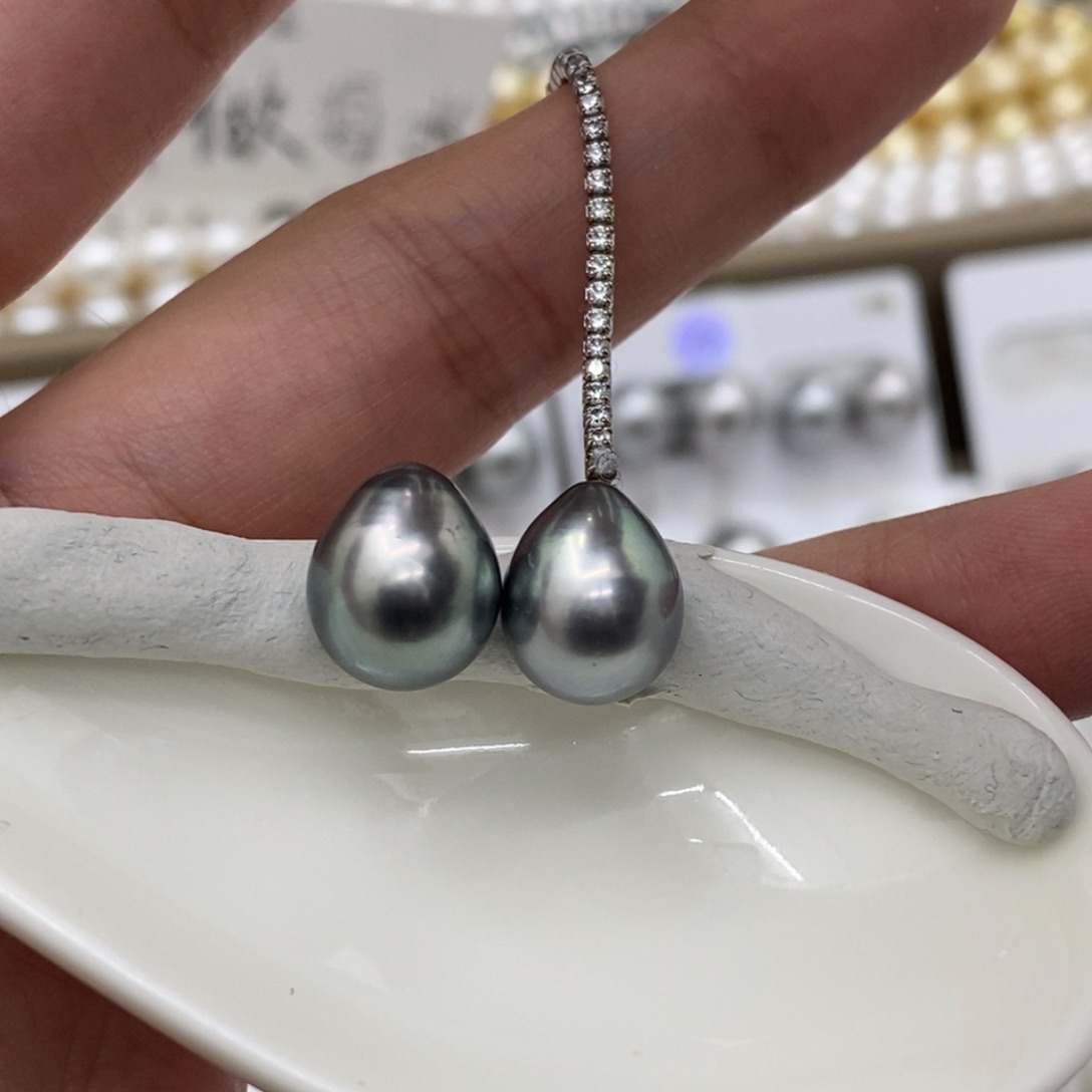 海水珍珠裸珠未镶嵌大溪地铂金灰10-11不含配件