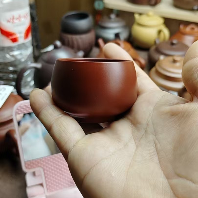 宜兴原矿朱泥紫砂茶杯60cc高端手工家用茶具
