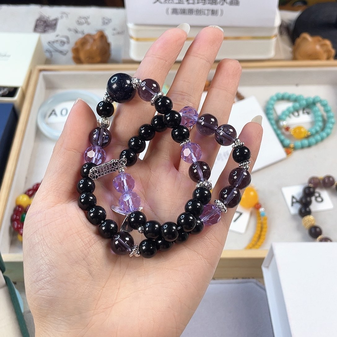 针钠钙石手饰银S925镀金镶嵌