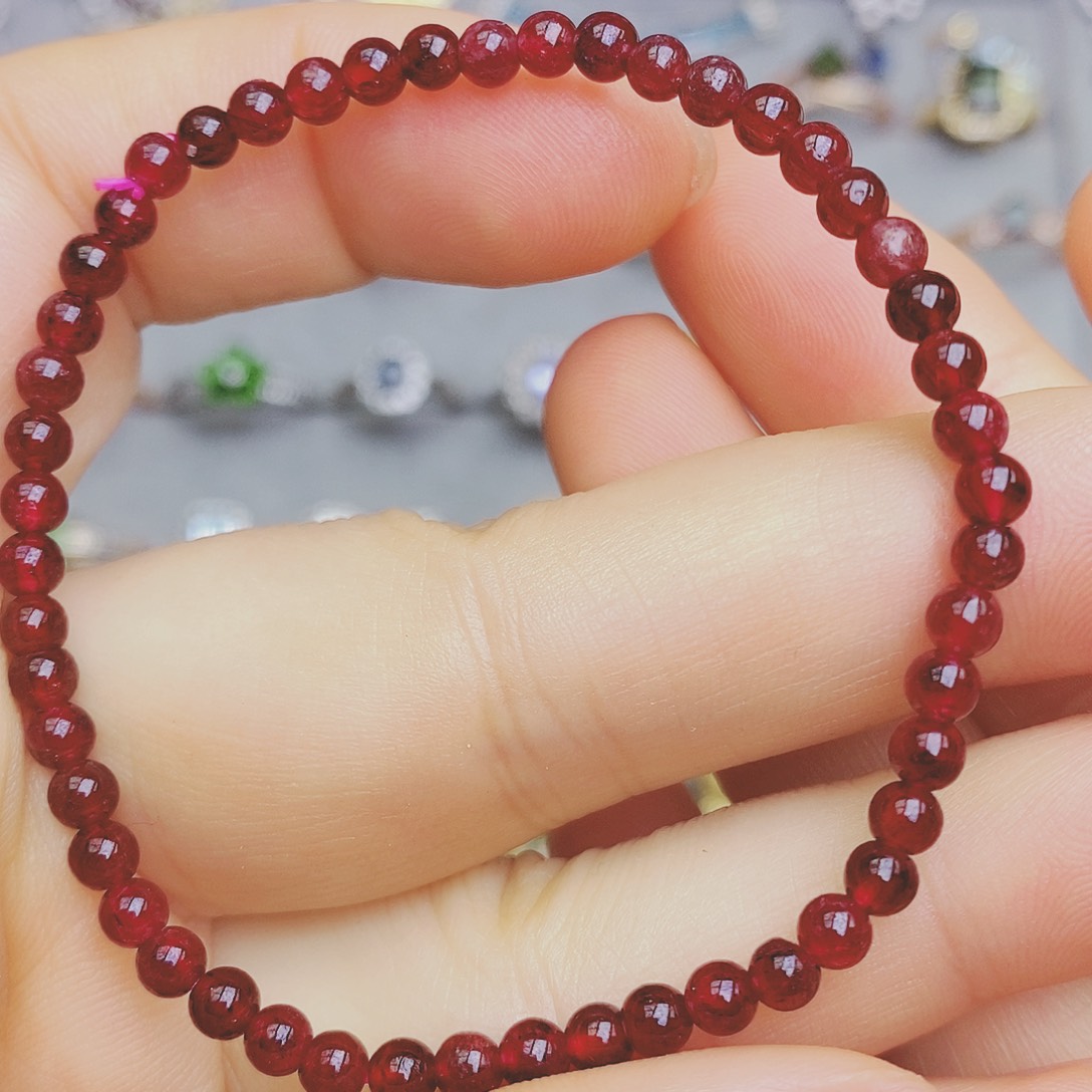 石榴石手链银S925镶嵌席*