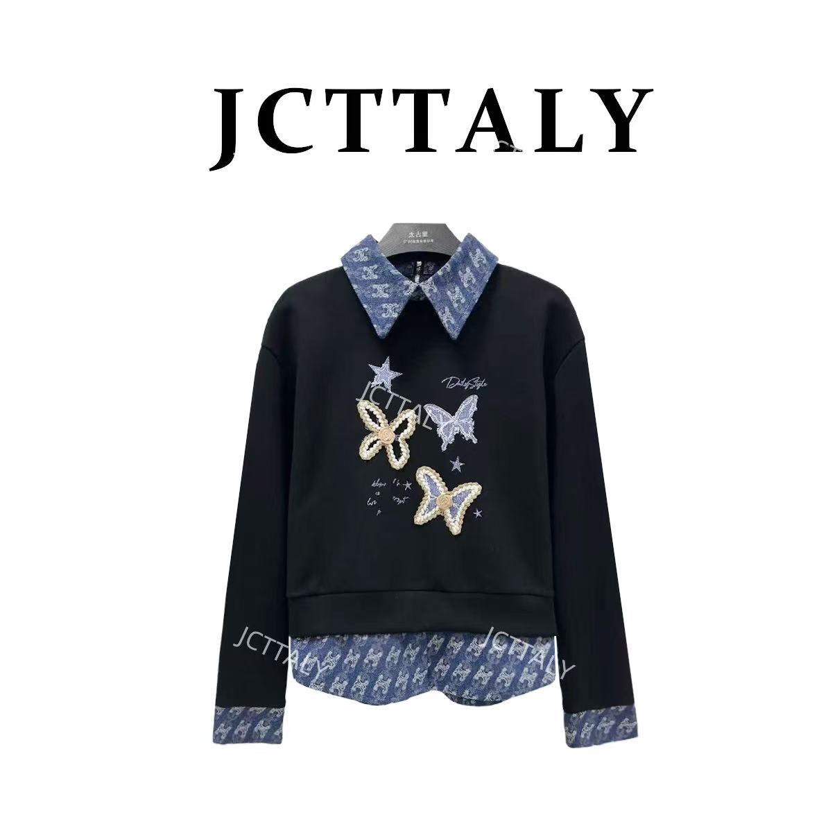 【XY】【45】国风新款衬衣领拼接气质潮流时尚女款卫衣NH-Q0245